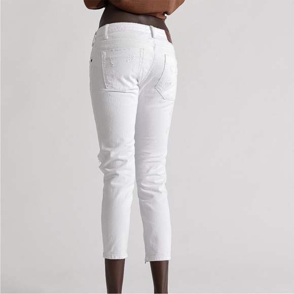 Revolve One Teaspoon Freebirds Skinny Jeans White Distressed Denim Ankle Zip - Picture 2 of 11